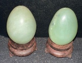2 Jade Eggs with Stands
