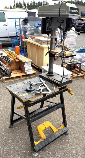 Delta 12" Drill Press, Work Bench and Clamps- Works