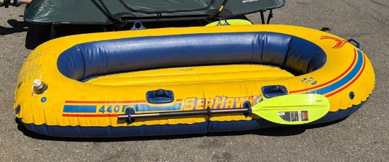 Intex 440 Seahawk inflatable 4 person Boat with 2 paddles