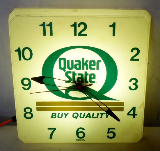 Plastic Lighted Quaker State Clock