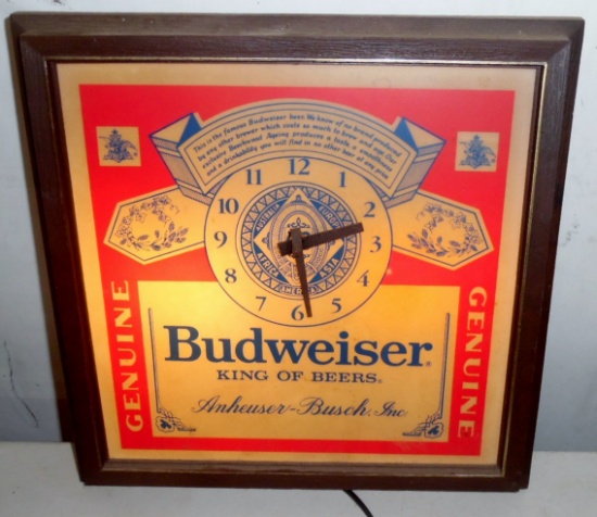 Plastic Lighted Budweiser Clock