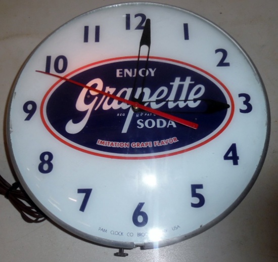 Glass Faced Pam Grapette Clock