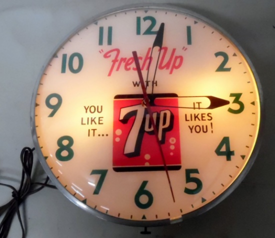 Glass Lighted 7-up clock
