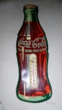 Tin Embossed Coca Cola Coke Bottle Thermometer