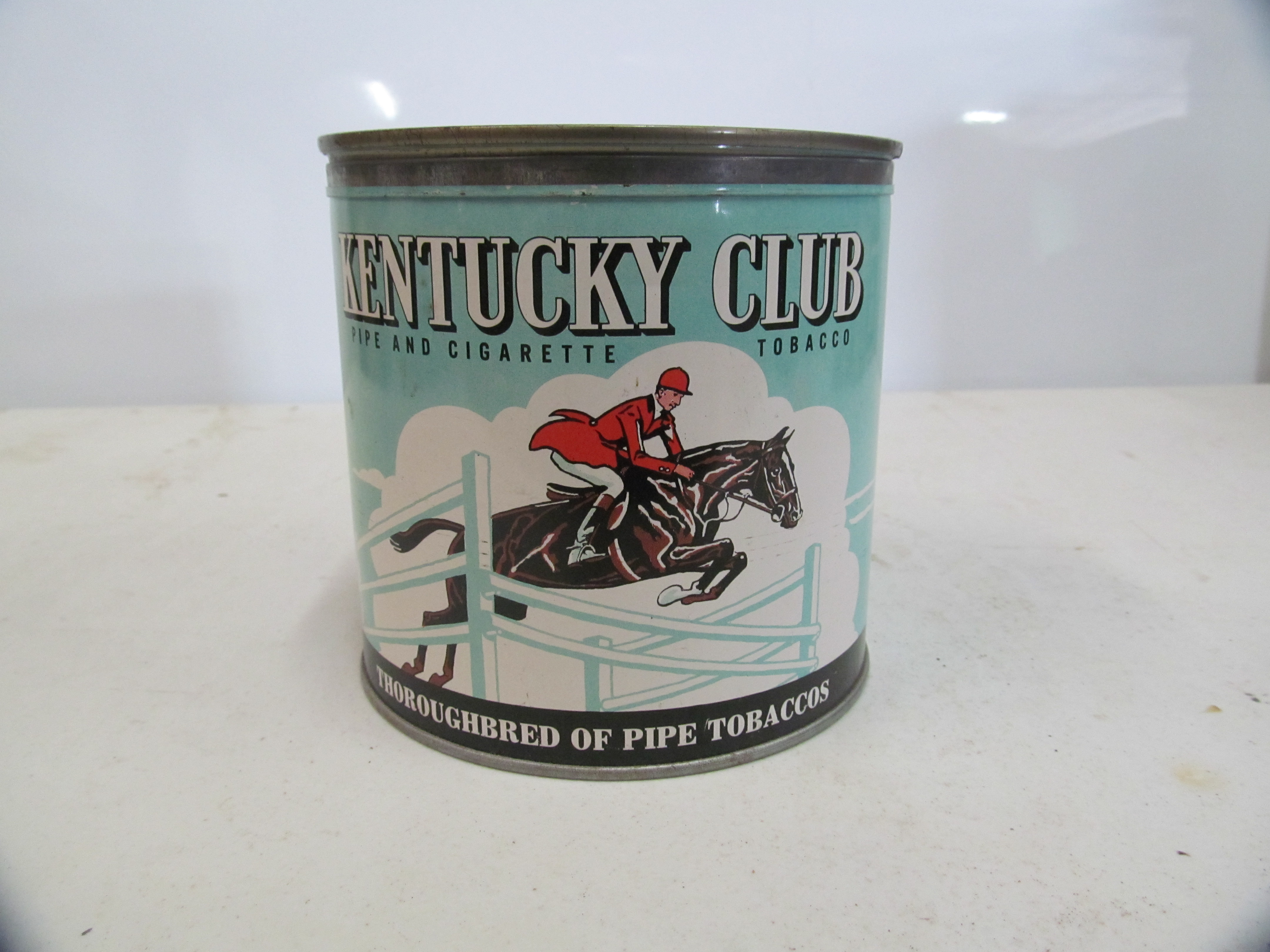 kentucky club tobacco tin Vintage | Pipe Tobacco Canister | Equestrian Advertising Decor | Rustic Americana Vintage Kentucky Club Tobacco Tin