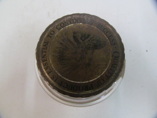 Half and Half; glass tobacco jar paper label