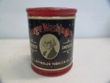 George Washington;Greatest American cut plug tin canister