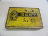 J. G. Dills Best;sliced cut plug 4”x 6” tin