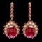 14k Gold 24.5ct Ruby 0.70ct Diamond Earrings