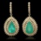 14K Gold 13.73ct Emerald 4.01ct Diamond Earrings