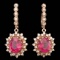 14k Rose Gold 9.00ct Ruby 1.60ct Diamond Earrings
