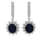 14K Gold 7.97ct Sapphire 1.63ct Diamond Earrings