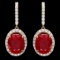 14k Gold 13.00ct Ruby 1.50ct Diamond Earrings