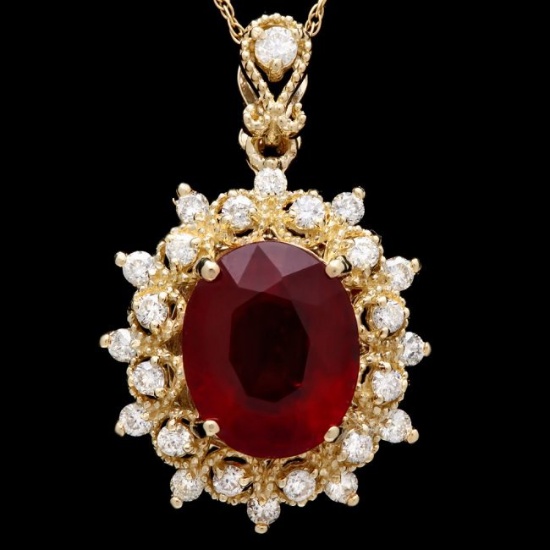 14k Gold 5.00ct Ruby 0.60ct Diamond Pendant