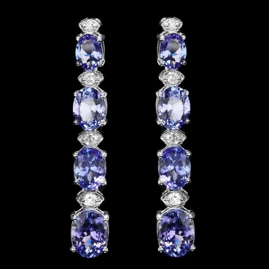 14k Gold 9.00ct Tanzanite 0.50ct Diamond Earrings