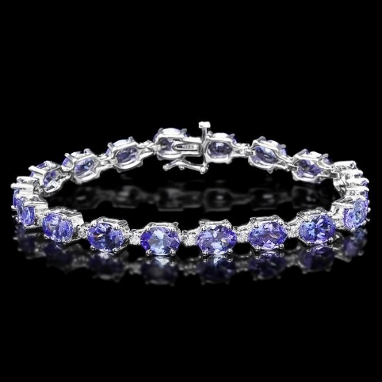 14k 19.50ct Tanzanite 0.80ct Diamond Bracelet