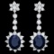 14k Gold 8.50ct Sapphire 3.30ct Diamond Earrings