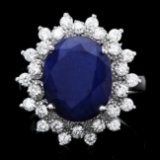 14k Gold 6.50ct Sapphire 0.90ct Diamond Ring