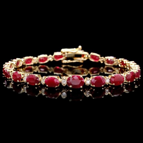 14k Gold 15.00ct Ruby 0.60ct Diamond Bracelet