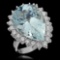 14K Gold 11.27ct Aquamarine 1.25ct Diamond Ring