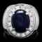 14k 15.50ct Sapphire 0.50ct Diamond Mens Ring