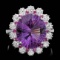 14k Gold 6.50ct Amethyst 1.30ct Diamond Ring