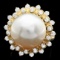 14k Gold 14 X 14mm Pearl 1.00ct Diamond Ring