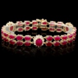 14k Yellow Gold 26ct Ruby 1.25ct Diamond Bracelet