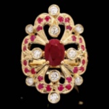 14k Yellow Gold 2.2ct Ruby 0.55ct Diamond Ring