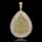 14K Gold 7.12ct Opal & 2.03ct Diamond Pendant