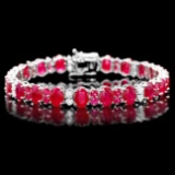 14k Gold 24.8ct Ruby 1.25ct Diamond Bracelet