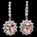 14k Gold 10ct Morganite 1.5ct Diamond Earrings