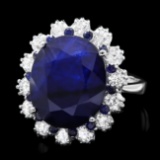 14k Gold 11.5ct Sapphire 1.40ct Diamond Ring