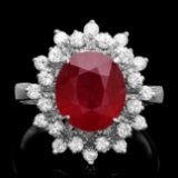 14k White Gold 4.00ct Ruby 0.70ct Diamond Ring