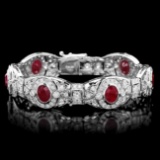 14k Gold 10.80ct Ruby 6.90ct Diamond Bracelet