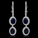 14K Gold 6.98ct Sapphire 1.95ct Diamond Earrings