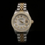 Rolex DateJust Two-Tone 26mm Custom Diamond Bezel Women's