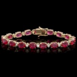 14k Gold 25.00ct Ruby 1.10ct Diamond Bracelet