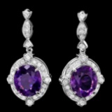 14k Gold 16ct Amethyst 1.70ct Diamond Earrings