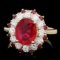 14k Yellow Gold 3.5ct Ruby 1.10ct Diamond Ring