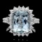 14k Gold 6.00ct Aquamarine 1.00ct Diamond Ring