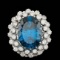 14k White Gold 11.50ct Topaz 1.50ct Diamond Ring