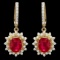 14k Gold 6.5ct Ruby 2.00ct Diamond Earrings