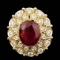 14k Yellow Gold 10.00ct Ruby 1.60ct Diamond Ring