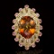 14K Gold 15.34ct Citrine, 0.90ct Pink Sapphire 1.10ct Diamond Ring