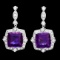 14k Gold 24ct Amethyst 1.85ct Diamond Earrings