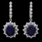 14k Gold 12ct Sapphire 1.70ct Diamond Earrings