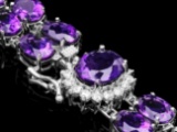 14k Gold 43ct Amethyst 0.60ct Diamond Bracelet