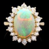 14k Yellow Gold 3.00ct Opal 1.30ct Diamond Ring