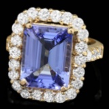 14k Gold 7.60ct Tanzanite 1.80ct Diamond Ring